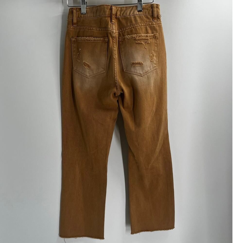Vervet By Flying Monkey - Coco Straight Cropped Jeans Tan Distressed Women’s 24 - Picture 4 of 13